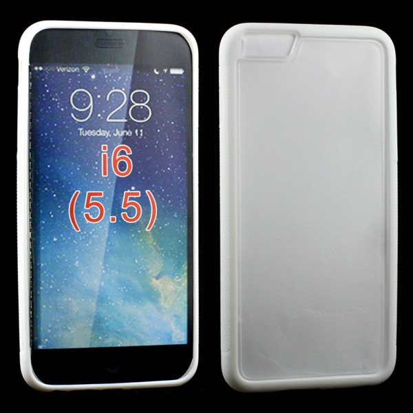 Wholesale iPhone 6 Plus 5.5 inch Gummy Hybrid Case (White Clear)